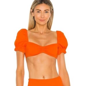 NWT Agua Bendita Bikini Romina Top Blare Orange S